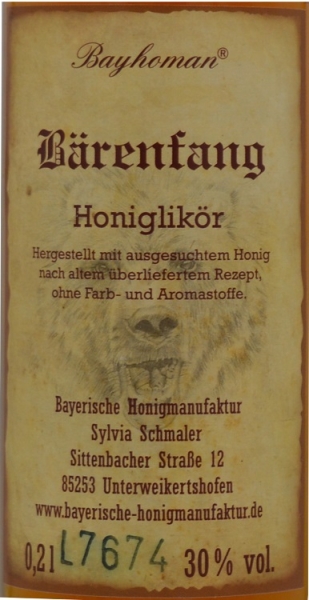Bayerische Honigmanufaktur - Bärenfang Honiglikör 0,2 l 30%vol.